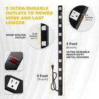 9 Outlets 3 Feet Power Cord 3 Feet Body Opentron OT3093 Heavy Duty Metal Surge - Image 2