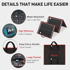 DOKIO 150W Portable Foldable Solar Panel Kit, Compact 21x20in Design 7.3lb - Image 4