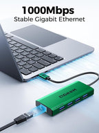 QGeeM USB C Hub Ethernet, 9 in 1 USB Type C Hub HDMI Multi-Port Converter - Image 6
