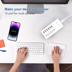 USB Charging Station 50w10A 12 Ports Multiple Charging Block, USB C Strip - Image 3