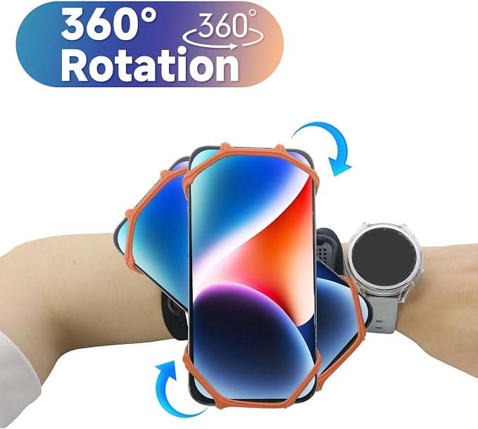 Wristband Phone Holder for Running, 360°Rotation & Detachable Sports Armband - Image 3