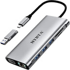 USB C Docking Station, 12 in 1 Displaylink USB 3.0 to USB-C Dock Dual Monitor by HYRTA