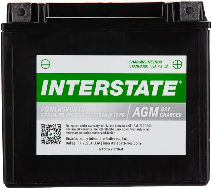 Interstate Batteries YTX20HL-BS 12V 18Ah Powersports Battery 270CCA by InterstateBatteries