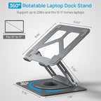 Adjustable Laptop Stand with 360 Rotating Base & USB Docking Station - Image 3