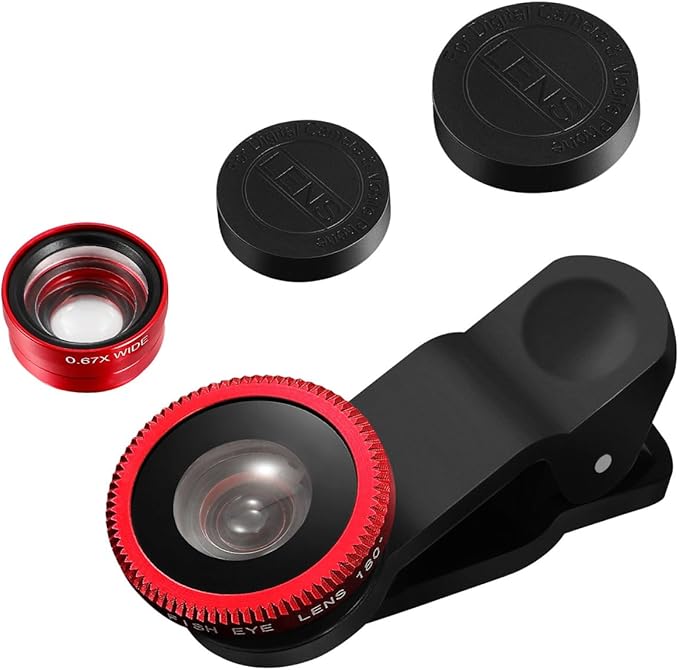 External Lens for Mobile Phone 3-in-1 Fisheye Macro Wide Angle Lens by Hemobllo