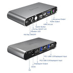 2 Port DP USB 3.0 Automatic KVM Switch Two Computers 1 DisplayPort Monitor - Image 4