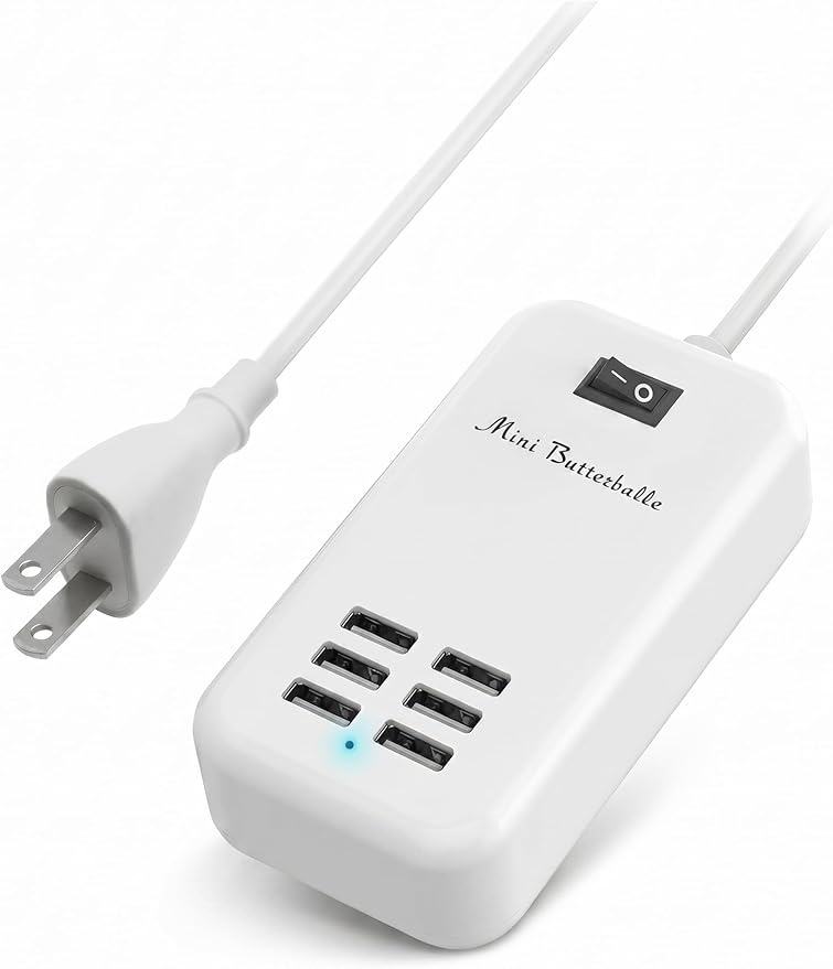 6 Ports USB Charger Hub Desktop US Plug AC Power Wall Travel Charging Adapter by Mini+Butterballe