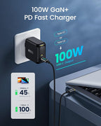 AOHI 100W USB C Charger GaN+, 2 Port Type C PD Wall Charger Foldable Power - Image 2
