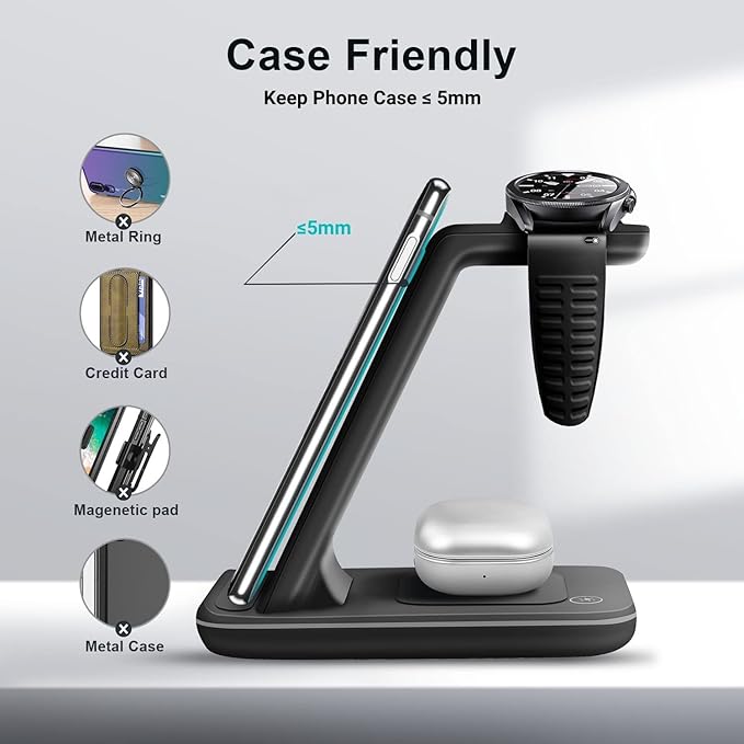 Wireless Charger for Samsung, 3 in 1 Fast Charging Station for Samsung Galaxy - Image 5