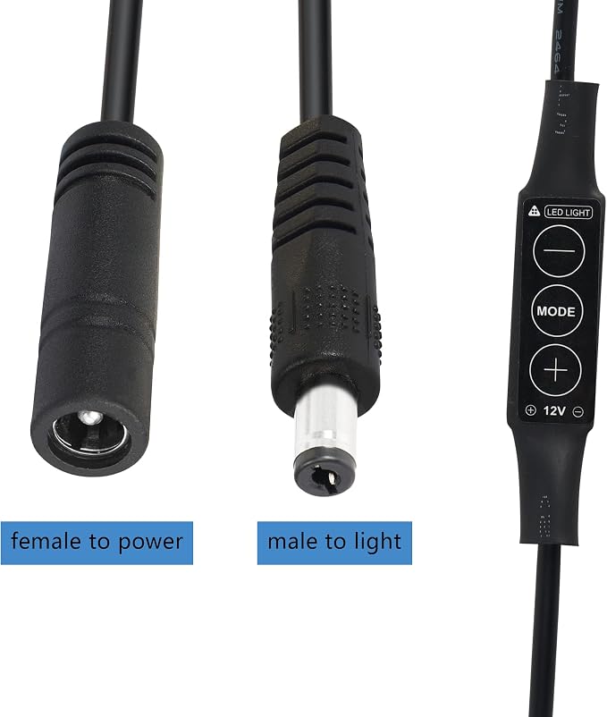 PNGKNYOCN DC 12V LED Strip Lights Dimmer DC 5.5 * 2.1mm Male to Female Mini - Image 2
