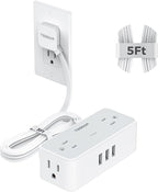 Ultra Thin 5FT Flat Extension Cord, TESSAN Surge Protector Flat Plug Power Strip by TESSAN
