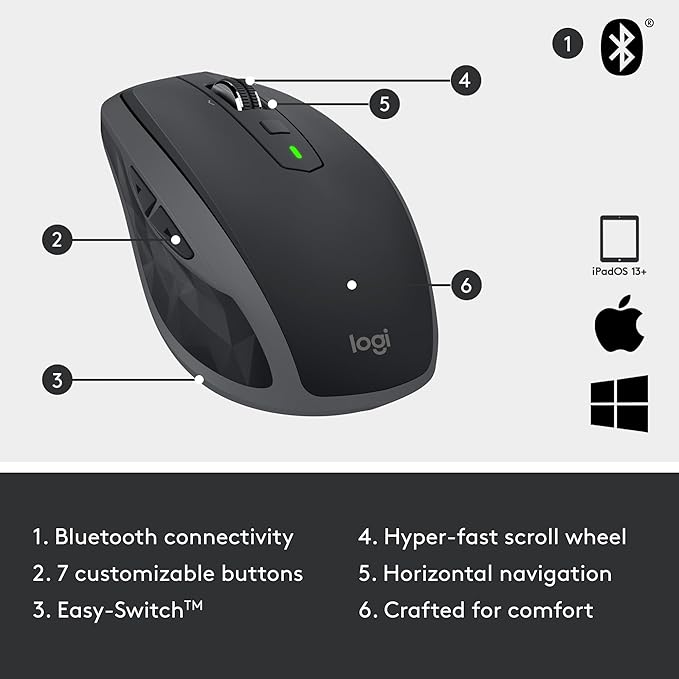 Logitech MX Anywhere 2S Bluetooth Edition Compact Wireless Mouse, No USB - Image 6