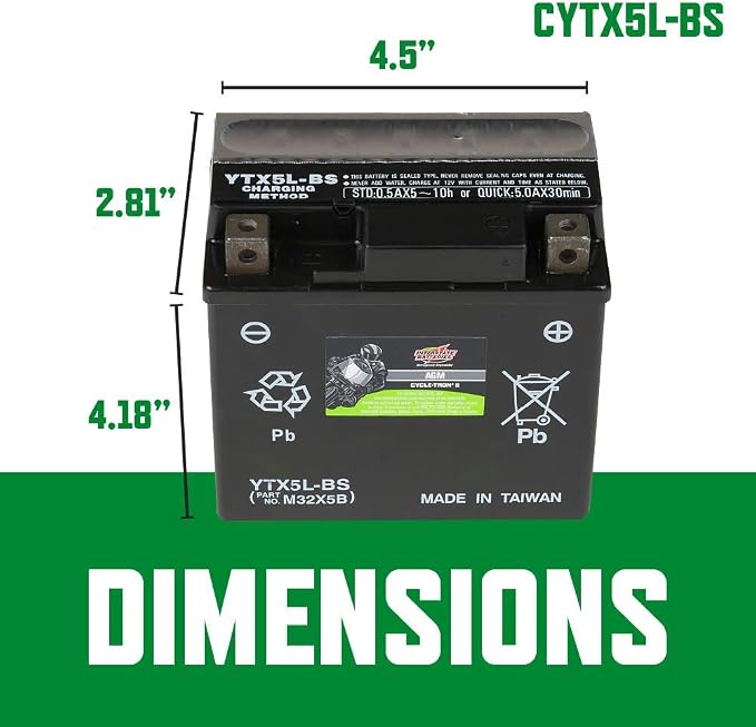 Interstate Batteries YTX5L-BS 12V 4Ah Powersports Battery 80CCA AGM - Image 3