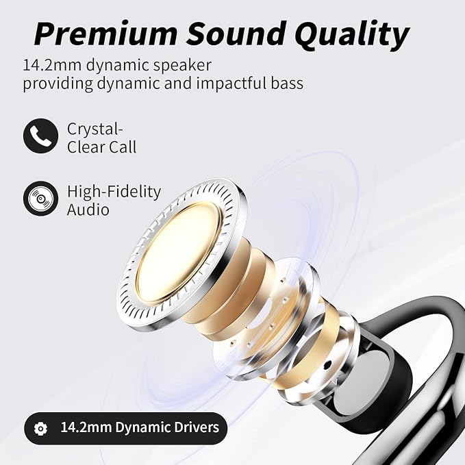 Open Ear Clip Wireless Earbuds Bone Conduction Headphones, Open Ear Design - Image 6