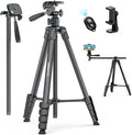 73"-Phone-Tripod-with-Horizontal-Overhead, Selfie Stick/Tall Travel Stand by CAMBOFOTO