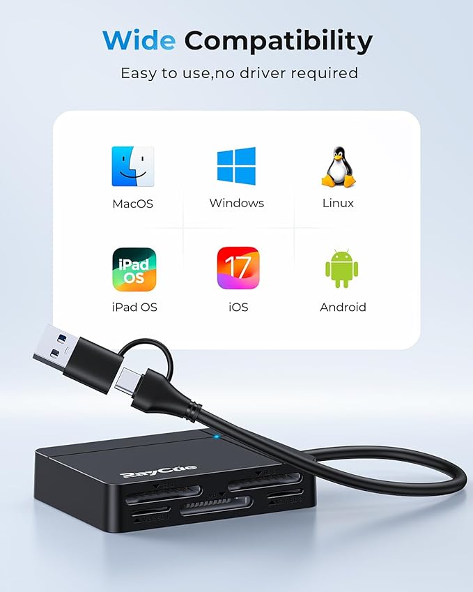 RayCue USB C USB3.0 Multi SD Card Reader, 7 in1 Memory Card Reader - Image 6
