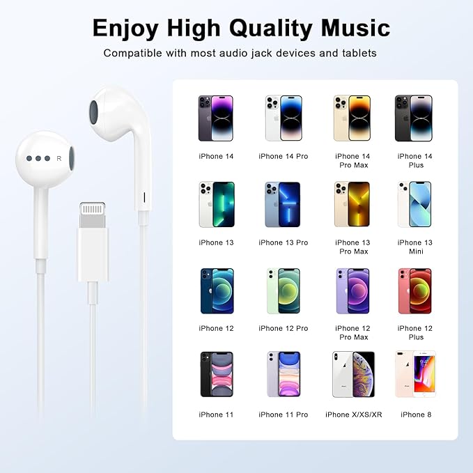 2 Pack Lightning Headphones, True Plug and Play Wired Earbuds - Image 4