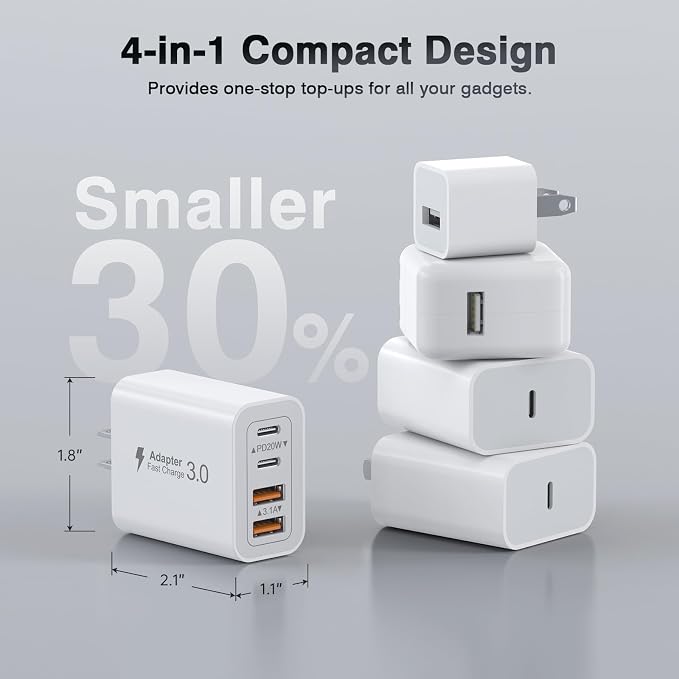 USB C Wall Charger, 40W Fast USB C Charger Block, 4-Port PD+QC Wall Plug Power - Image 8