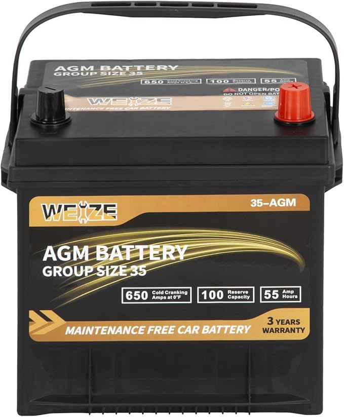 Weize Platinum AGM Battery BCI Group 35 Automotive Battery, 36 Months Warranty by WEIZE