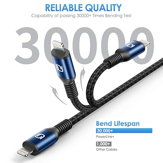 iPhone Charger 10FT Long Cable 3Pack USB-A to Lightning Cable Nylon Braided - Image 4