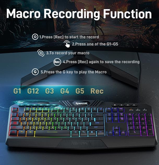 Redragon Updated S101 Programmable Gaming Keyboard and Mouse, RGB Backlit - Image 4