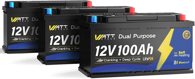 12V 100Ah Bluetooth LiFePO4 Battery, Lithium Battery by Wattcycle
