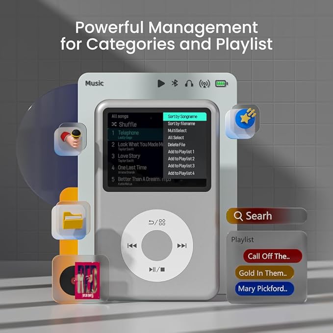 Mp3 Player with Bluetooth Y1 Portable Music Digital Players Supports Playlist - Image 2