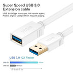 VCZHS Tech USB Extension Cable White 15ft, USB 3.0 Extender - Image 2
