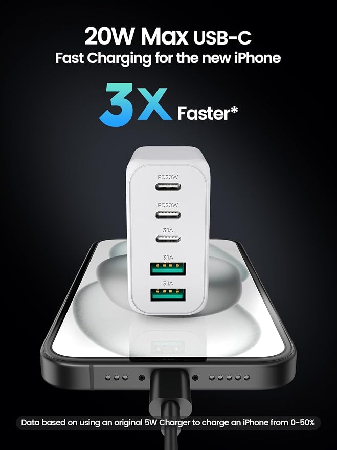 USB C Charger Block, EIZLXQ Type C Charger Fast Charging, 50W 5-Port USB Wall - Image 2