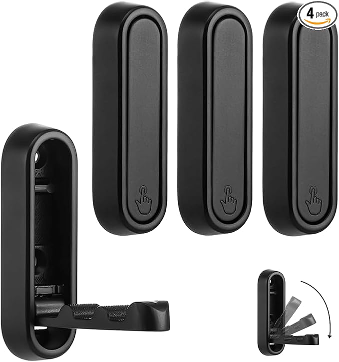 4PCS Gold Foldable Wall Hooks, Metal Folding Hooks Wall Mount, Easy Installation by YipuVR