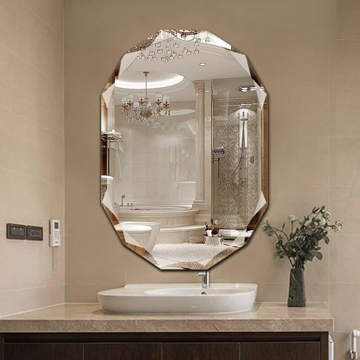 Single Beveled Edge Frameless Wall Mount Bathroom Vanity Mirror, 30” X 40”