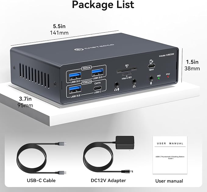 TJCXELE Displaylink Docking Station 4K@60Hz 3 Monitors USB C Dock - Image 9