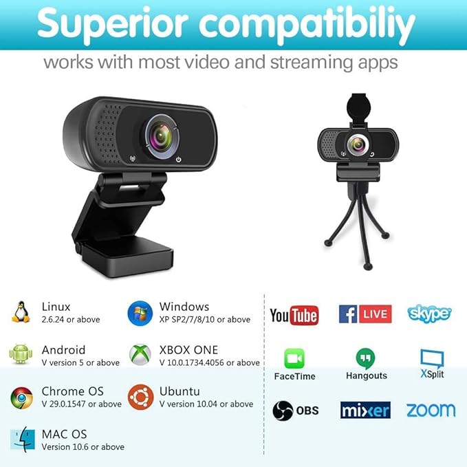 Webcam HD 1080p, Live Streaming HD Camera - Image 2