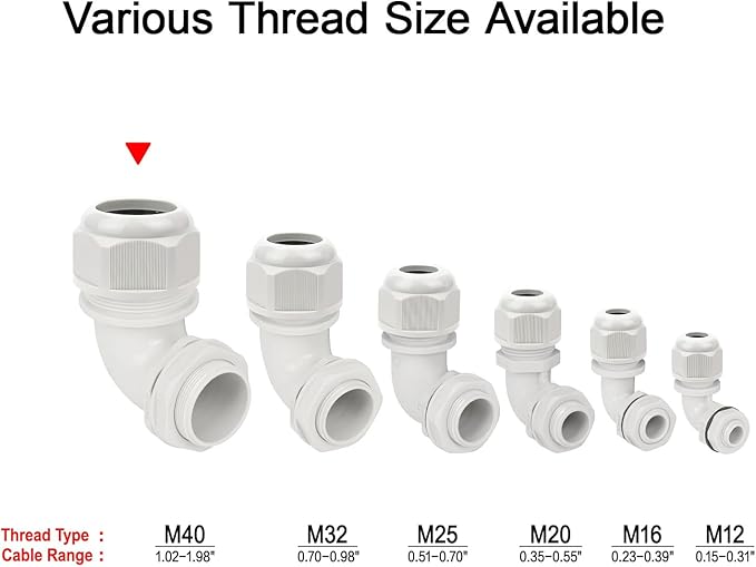 LeMotech M40 Cable Gland, 90 Degree Adjustable 26-33mm Cable Range Strain Relief - Image 6