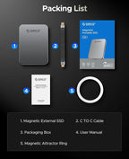 ORICO 512GB Magnetic Portable SSD, Aluminum Alloy, 4K 120 fps ProRes HDR Record - Image 8