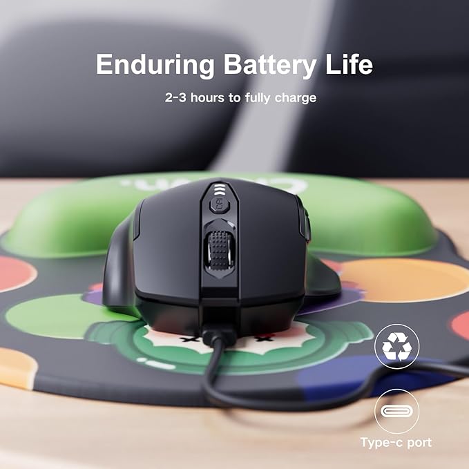 Wireless Mouse, Upgraded 2.4GHz Rechargeable Ergonomic Computer Mouse, 4 Levels - Image 5