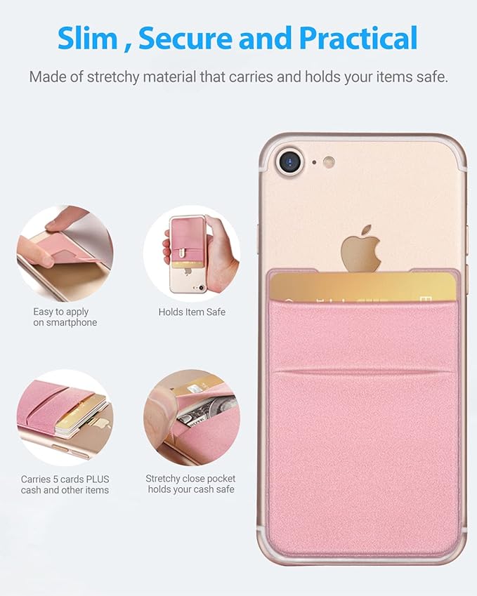 2 Pack Stick On Wallet Sleeve Cell Phone Dual Pocket Card Holder Double Pocket - Image 4