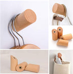 Wood Wall Hooks, 4 Pack Coat Hooks Mounted Rustic Wooden Heavy Duty Robe Hook - Image 3