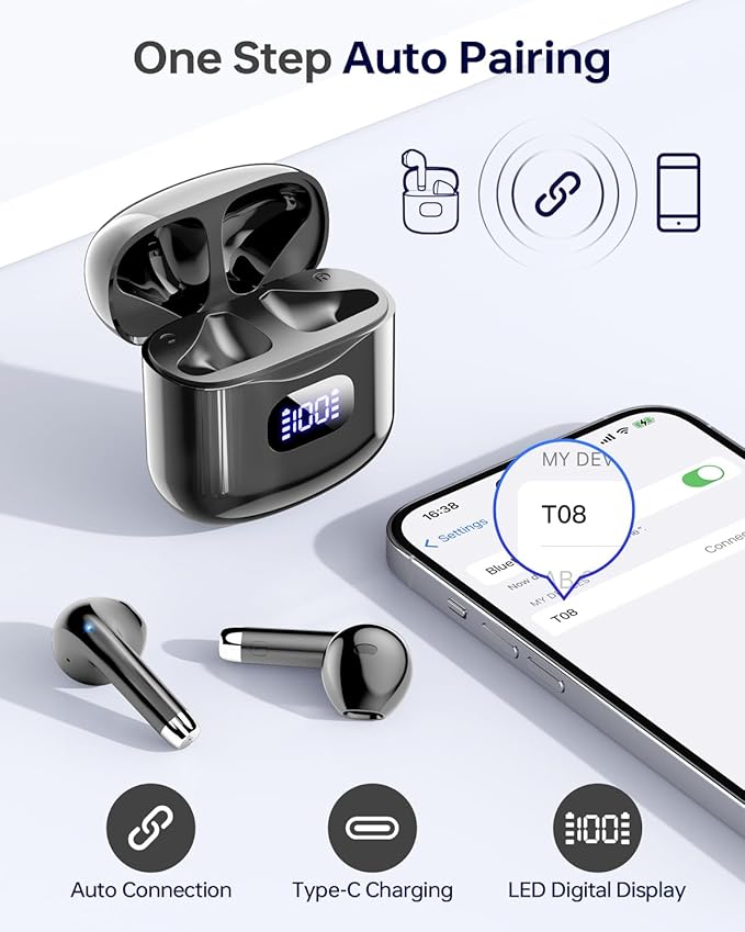 KTGEE Wireless Earbuds Bluetooth 5.3 Headphones, 40Hrs Playback Stereo Ear Buds - Image 6