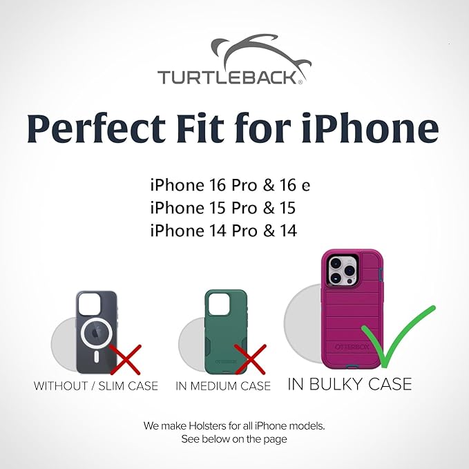 Turtleback Belt Holder for iPhone 16 Pro, 15 pro 14 Pro 13 Pro -Large- Fits - Image 2
