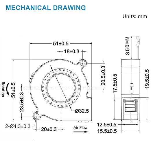 GDSTIME 50mm USB Fan, 50mm x 15mm Blower 5V DC Brushless Cooling Fan - Image 6
