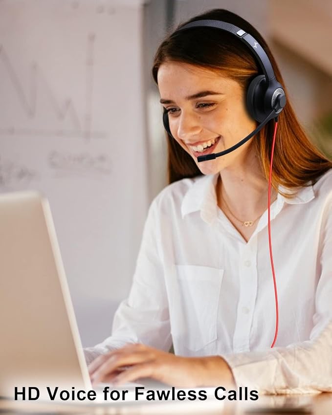 USB Headset with Mic for PC, On-Ear Computer Laptop Headphones with Noise - Image 6
