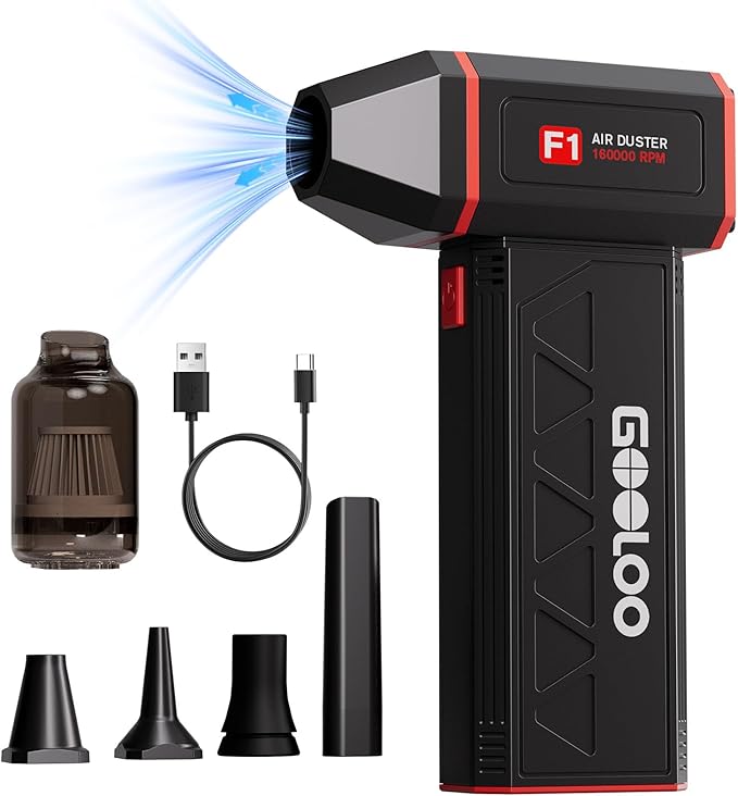 GOOLOO F1 Compressed Air Duster, 4 Gear 160000RPM Electric Air Duster, by GOOLOO