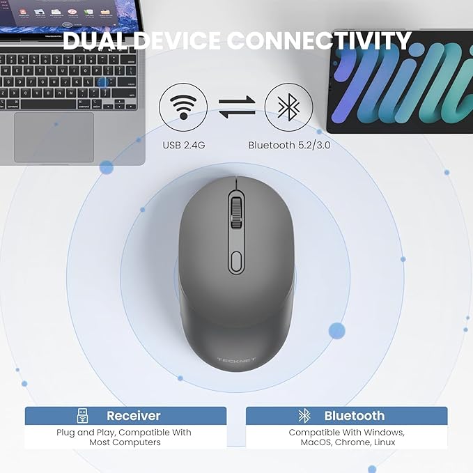 TECKNET Bluetooth Wireless Mouse, Compact & Portable, Silent Click, Ergonomic - Image 4