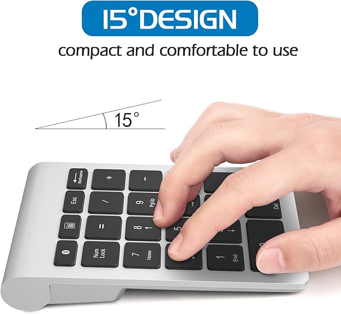 Foloda Number Pad for Laptop, Wireless Bluetooth Number Numeric Keypad Numpad - Image 2