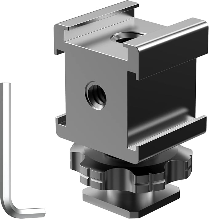 Triple Cold Shoe Mount Cold Shoe Adapter, 360 Degree Swivel Aluminum Camera Hot by NUOBAKEDIRECT