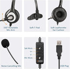 USB Headset with Microphone Noise Cancelling & Audio Controls, Computer - Image 4
