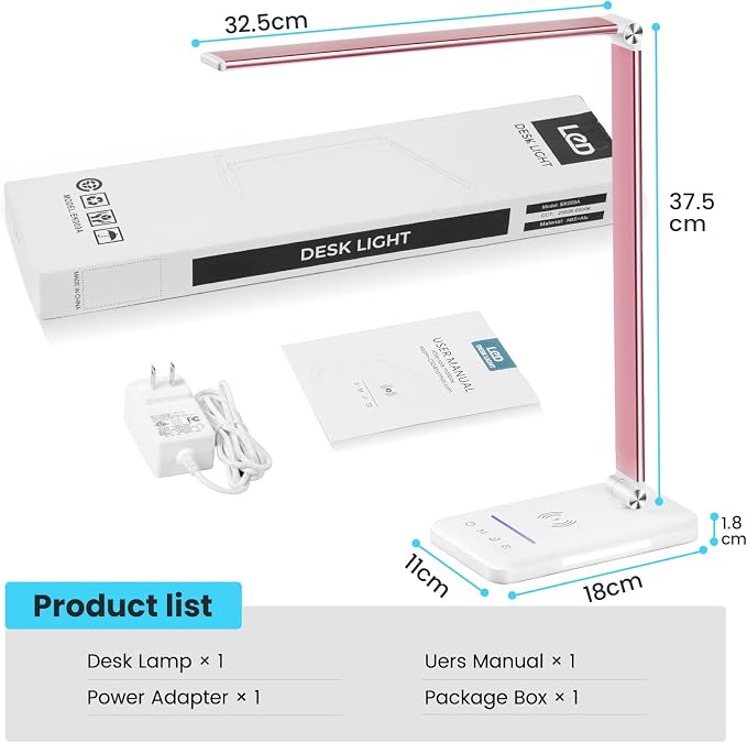 LED Desk Lamp with Night Light, Fast Wireless Charger, USB Charging Port - Image 8
