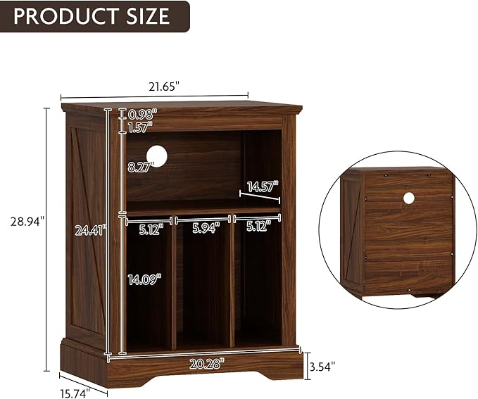 Farmhouse Record Player Stand, 3 Tier End Table, Turntable Stand - Image 6
