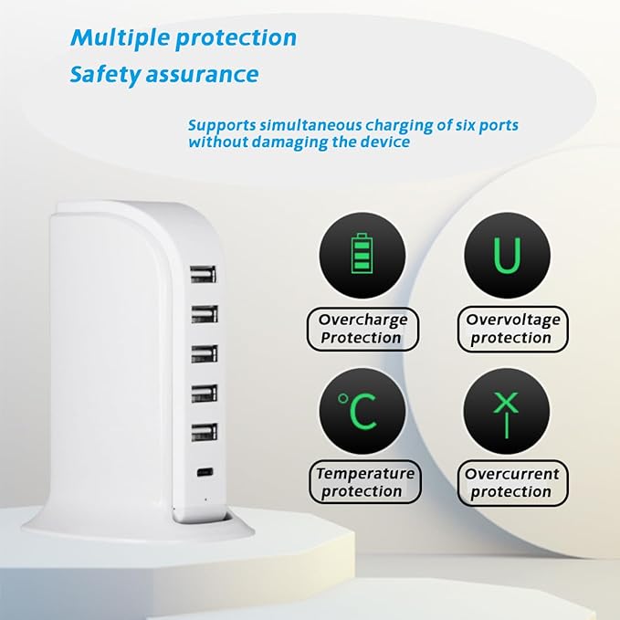 USB Charging Station for Multiple Devices, 40W Multiport Charger Tower - Image 6